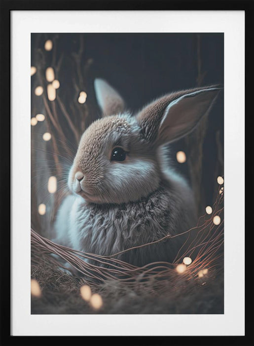 Bunny In The Nest Framed Art Modern Wall Decor