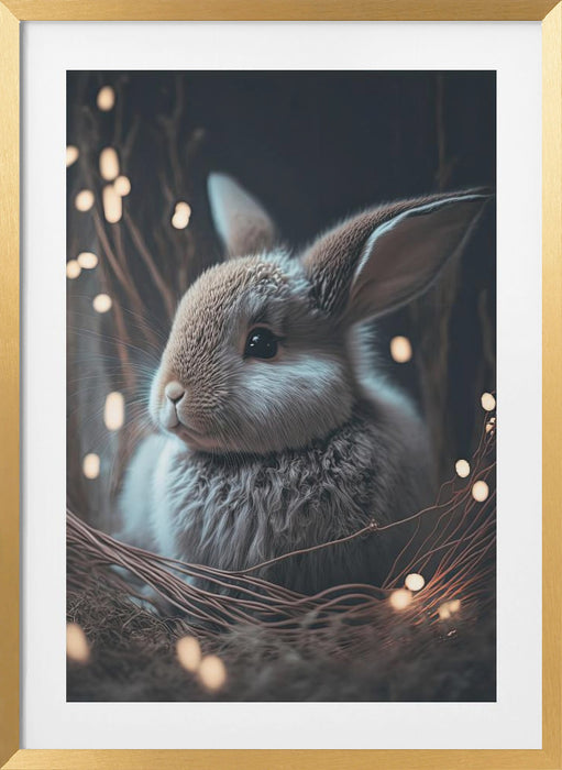 Bunny In The Nest Framed Art Modern Wall Decor