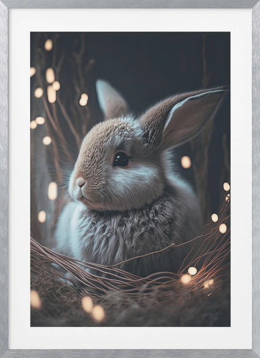 Bunny In The Nest Framed Art Modern Wall Decor