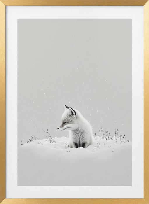 Snow Fox Framed Art Modern Wall Decor