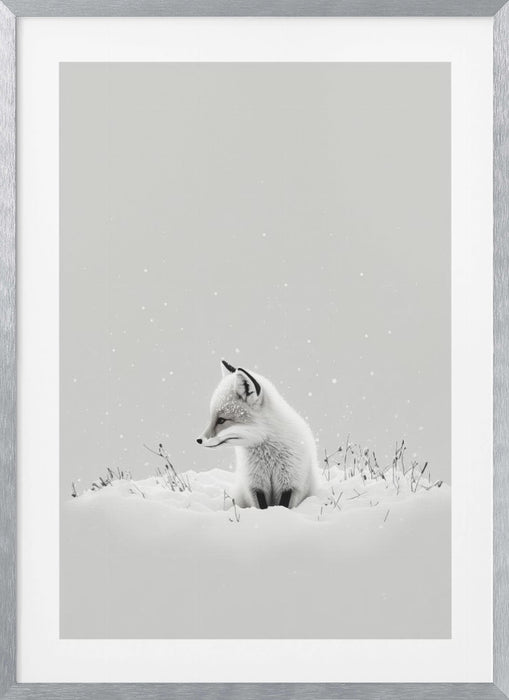 Snow Fox Framed Art Modern Wall Decor