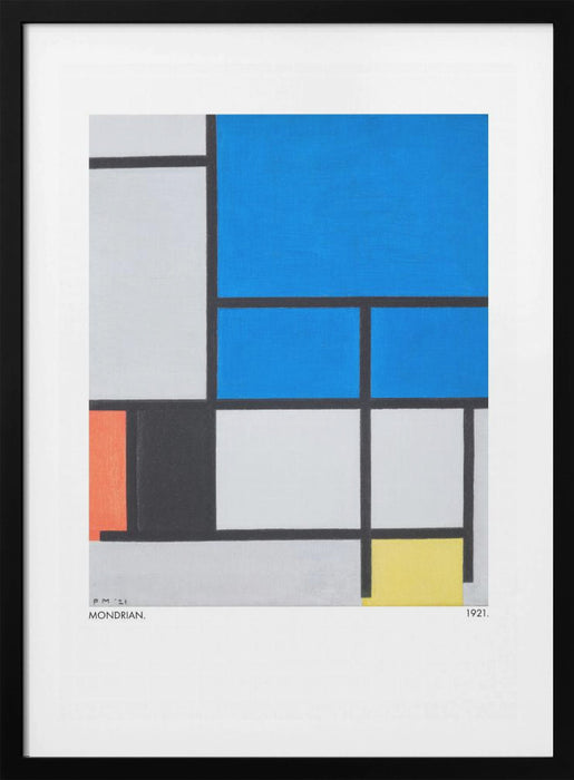 Composition with Large Blue Plane, Red, Black, Yellow, and Gray 1921 Framed Art Wall Decor