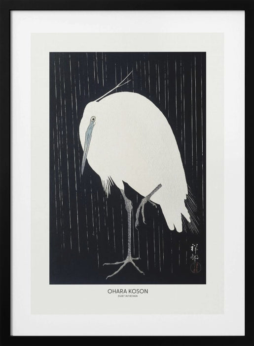 Egret In The Rain Framed Art Modern Wall Decor