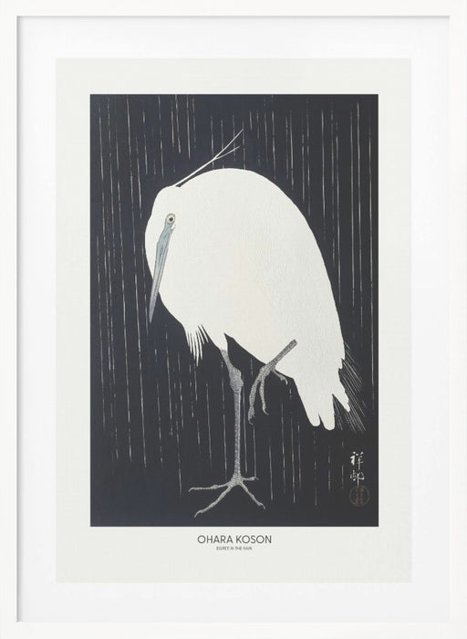 Egret In The Rain Framed Art Modern Wall Decor