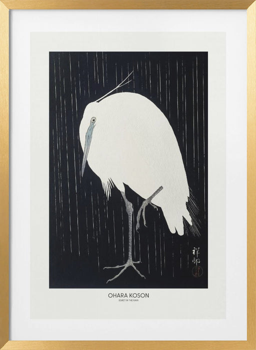 Egret In The Rain Framed Art Modern Wall Decor