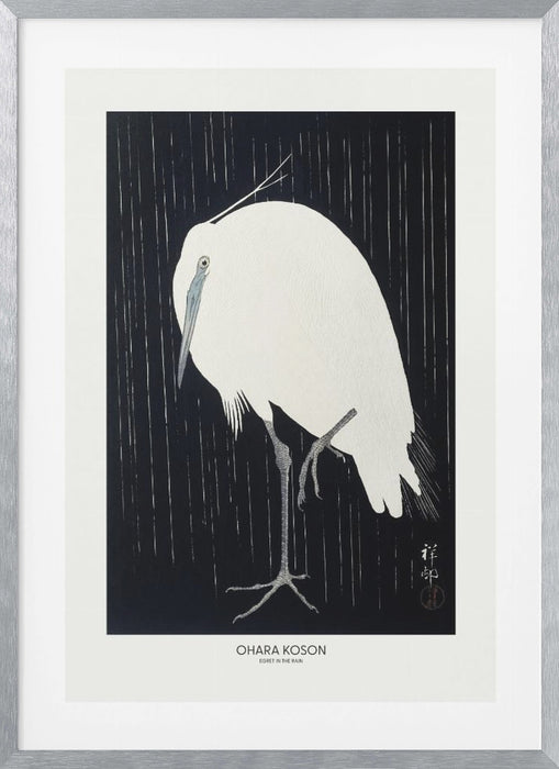 Egret In The Rain Framed Art Modern Wall Decor