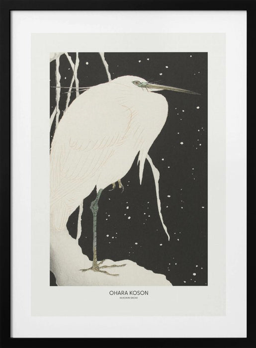 Heron In The Snow Framed Art Modern Wall Decor