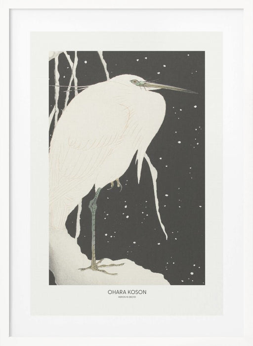 Heron In The Snow Framed Art Modern Wall Decor