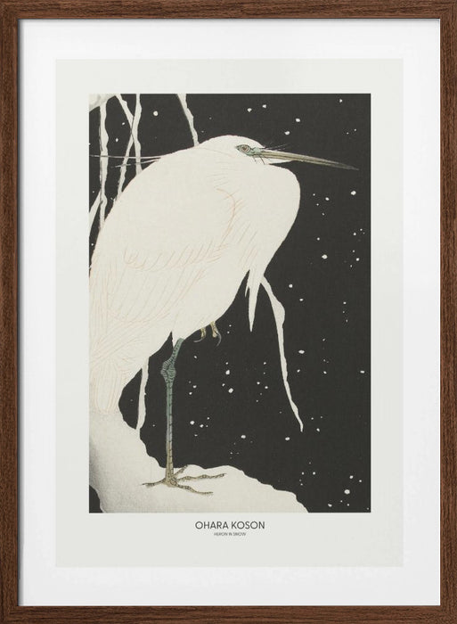 Heron In The Snow Framed Art Modern Wall Decor