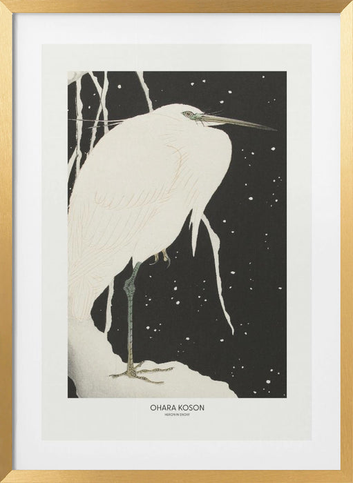 Heron In The Snow Framed Art Modern Wall Decor