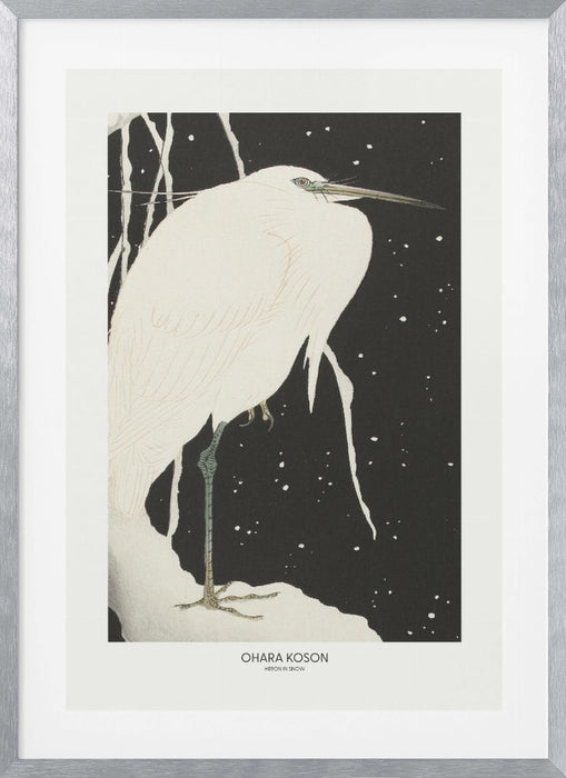 Heron In The Snow Framed Art Modern Wall Decor