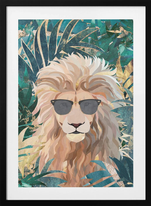 Cool Tropical Lion in Sunglasses Framed Art Modern Wall Decor