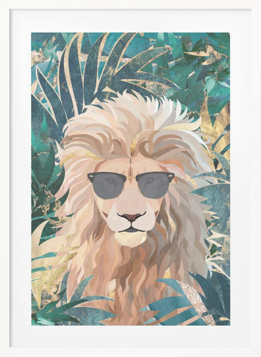 Cool Tropical Lion in Sunglasses Framed Art Modern Wall Decor