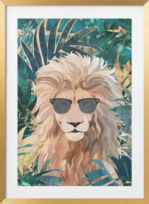 Cool Tropical Lion in Sunglasses Framed Art Modern Wall Decor