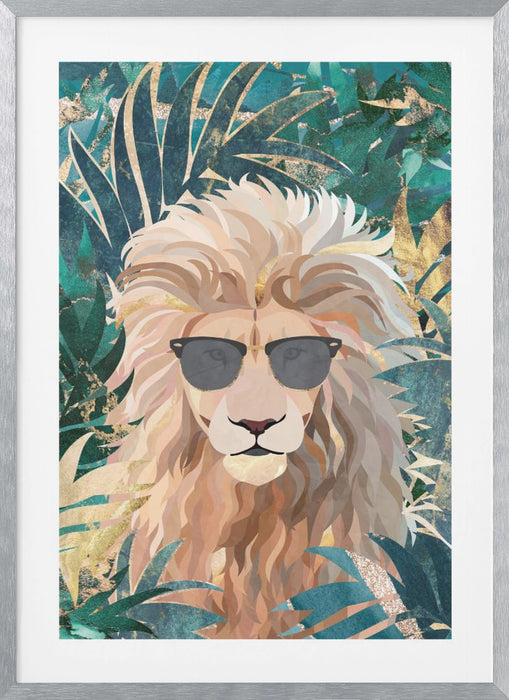 Cool Tropical Lion in Sunglasses Framed Art Modern Wall Decor