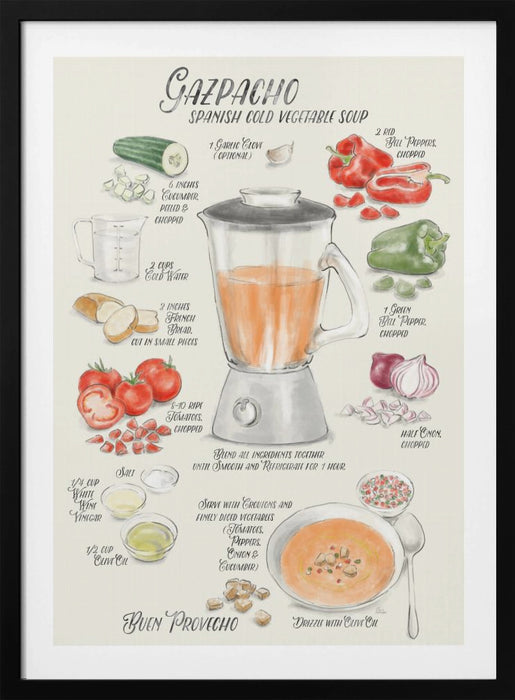 Gazpacho illustrated recipe in English Framed Art Wall Decor