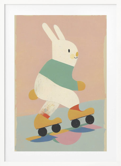 Skating Bunny Framed Art Modern Wall Decor