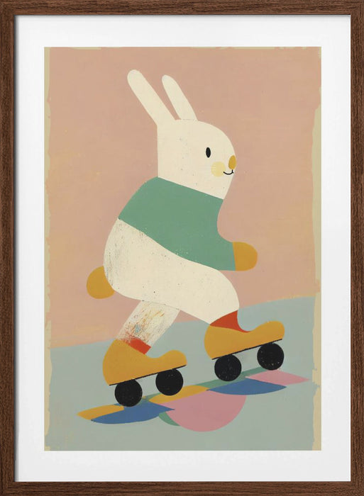 Skating Bunny Framed Art Modern Wall Decor