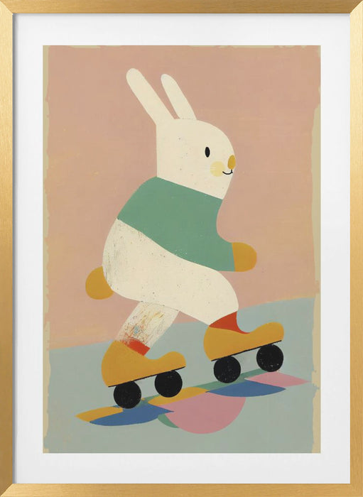 Skating Bunny Framed Art Modern Wall Decor