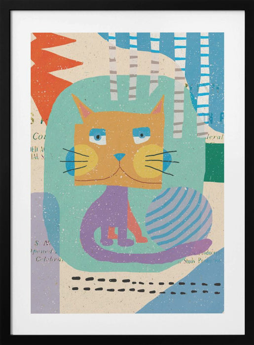 Fat Cheeks Cat Framed Art Wall Decor