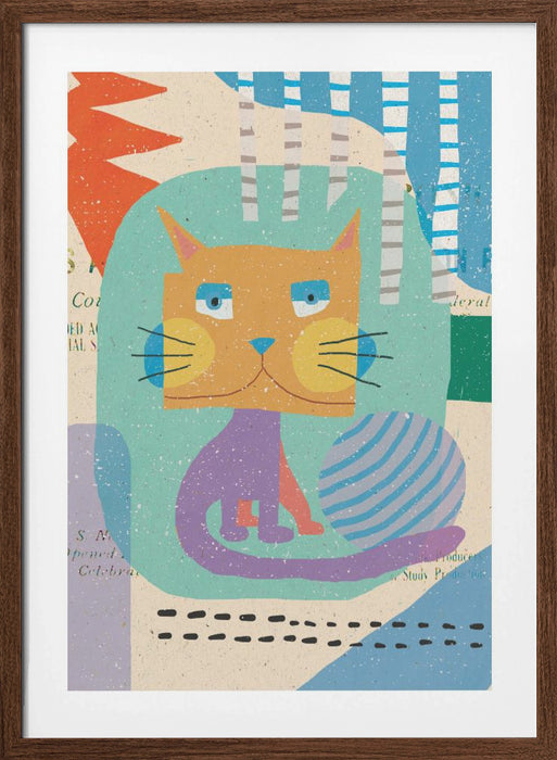 Fat Cheeks Cat Framed Art Wall Decor