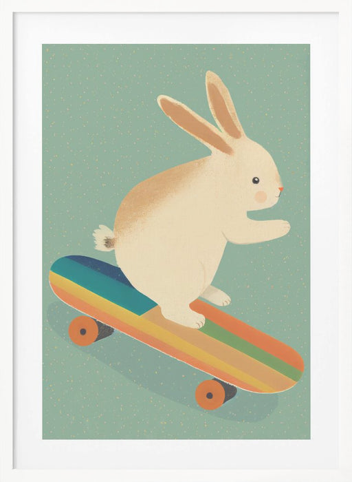 Bunny On Skateboard Framed Art Modern Wall Decor