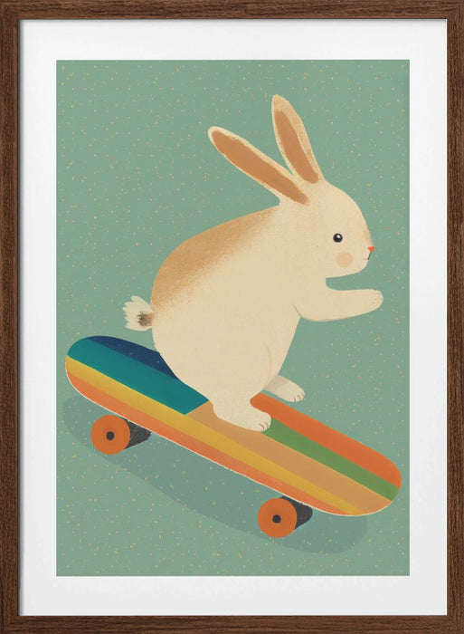 Bunny On Skateboard Framed Art Modern Wall Decor