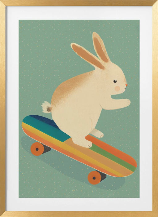 Bunny On Skateboard Framed Art Modern Wall Decor