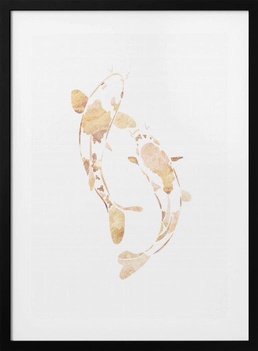 Gold koi fish silhouettes Framed Art Modern Wall Decor