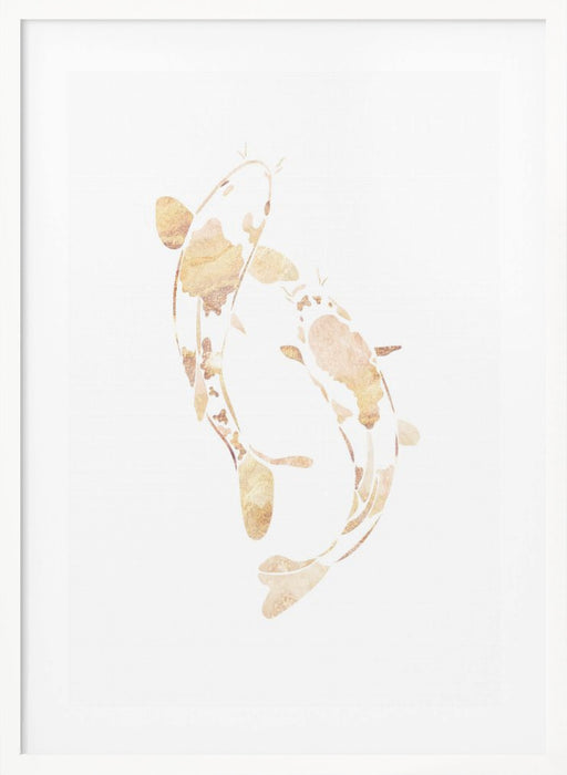 Gold koi fish silhouettes Framed Art Modern Wall Decor