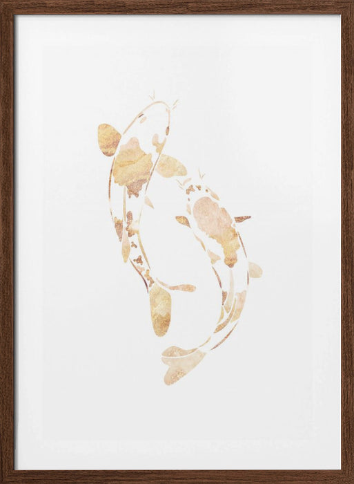 Gold koi fish silhouettes Framed Art Modern Wall Decor