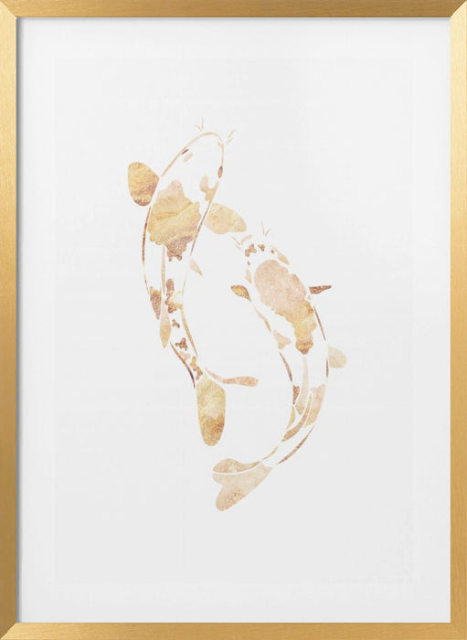 Gold koi fish silhouettes Framed Art Modern Wall Decor