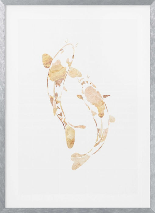 Gold koi fish silhouettes Framed Art Modern Wall Decor