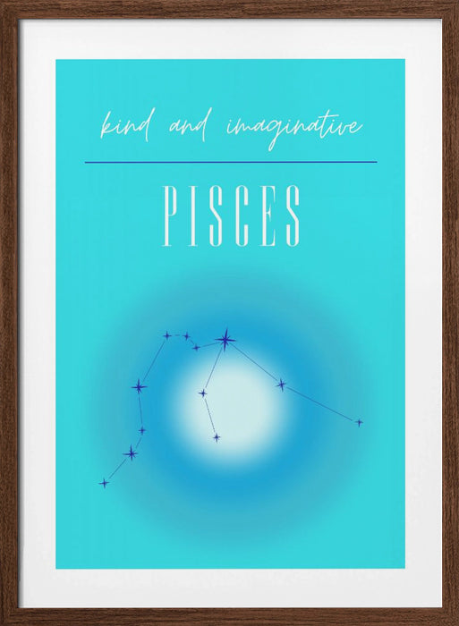 Pisces Zodiac Print Art Framed Art Wall Decor