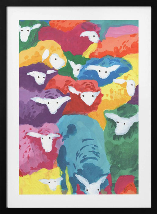 Colorful Sheep Cocktail Framed Art Wall Decor