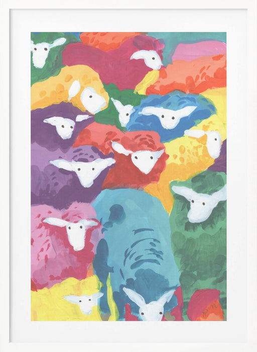 Colorful Sheep Cocktail Framed Art Wall Decor