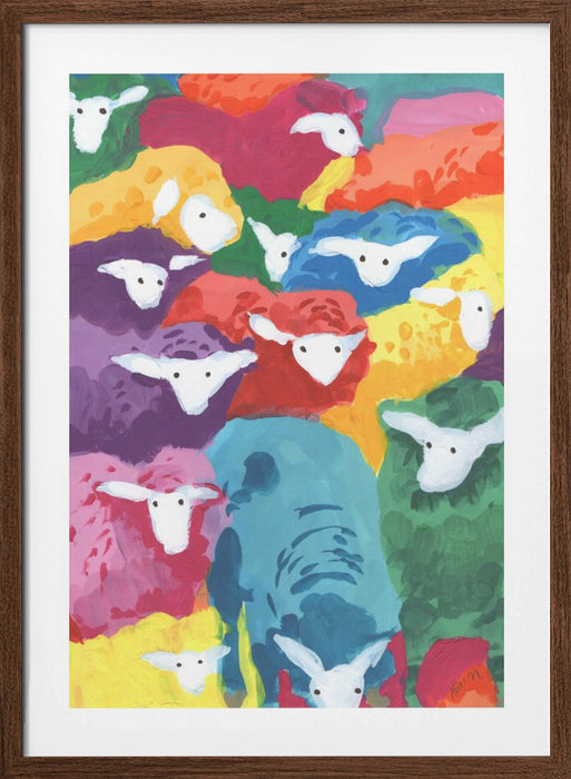 Colorful Sheep Cocktail Framed Art Wall Decor