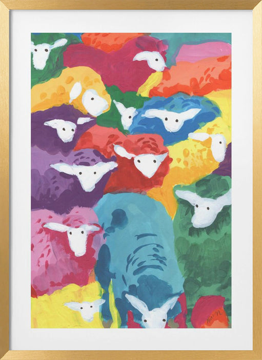 Colorful Sheep Cocktail Framed Art Wall Decor