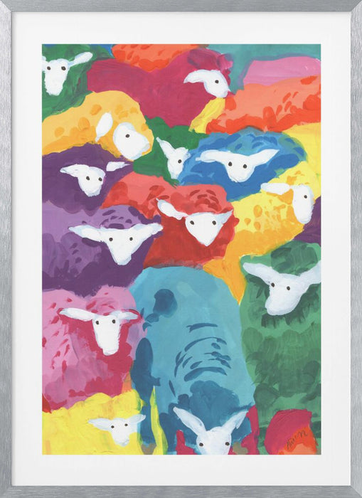 Colorful Sheep Cocktail Framed Art Wall Decor