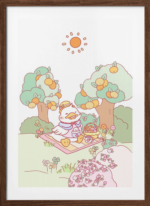 Little Duck Picnic up Framed Art Modern Wall Decor