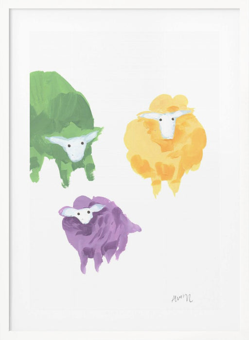 Sheep Triplets Framed Art Wall Decor