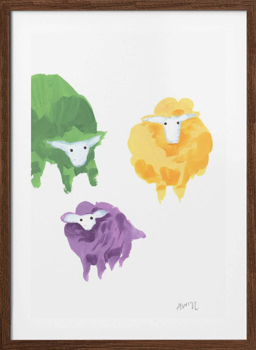 Sheep Triplets Framed Art Wall Decor