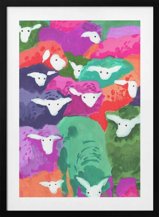 Colorful Sheep Cocktail Tropical Framed Art Wall Decor