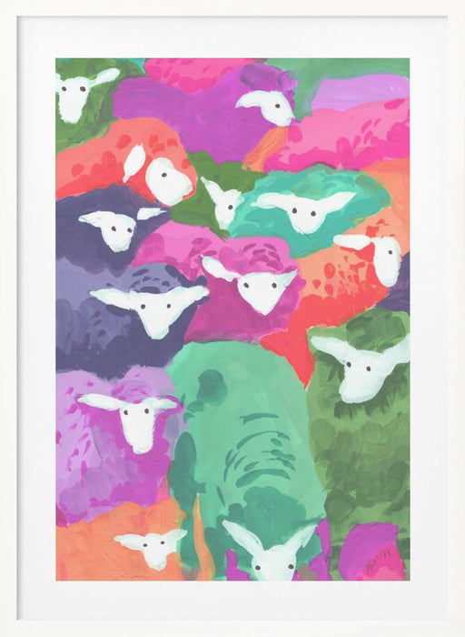 Colorful Sheep Cocktail Tropical Framed Art Wall Decor