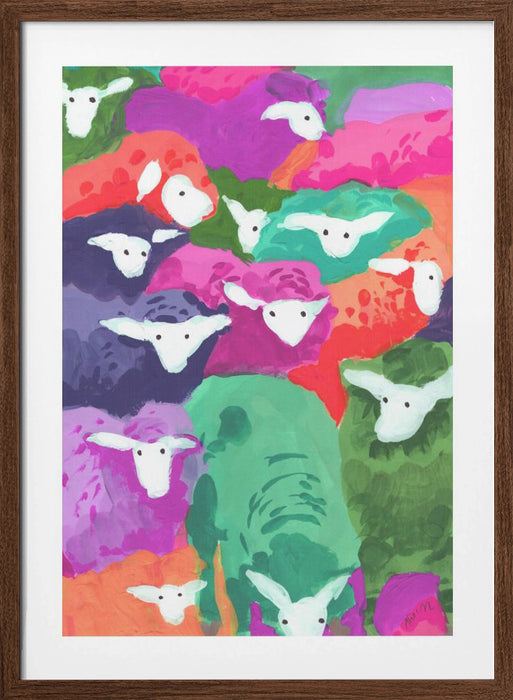 Colorful Sheep Cocktail Tropical Framed Art Wall Decor