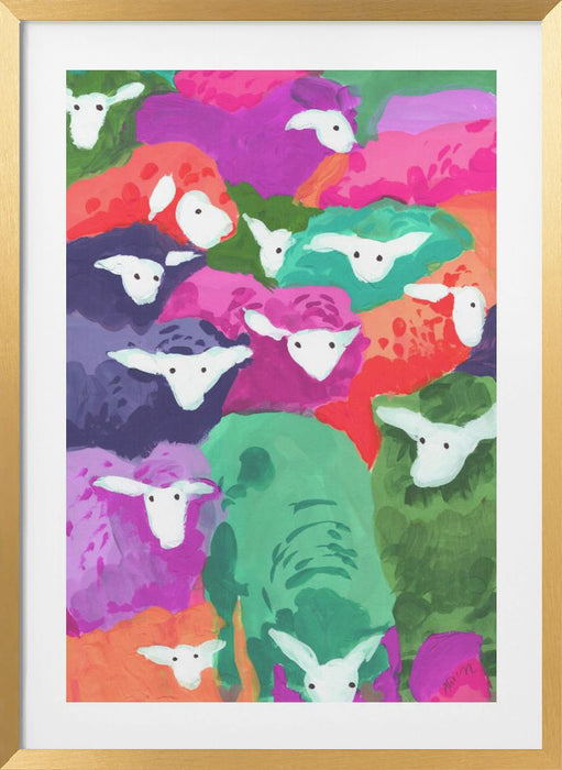 Colorful Sheep Cocktail Tropical Framed Art Wall Decor