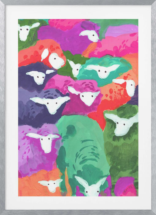 Colorful Sheep Cocktail Tropical Framed Art Wall Decor