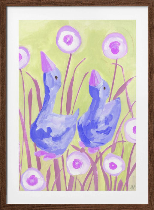 Cobalt Gees In The Garden Framed Art Modern Wall Decor