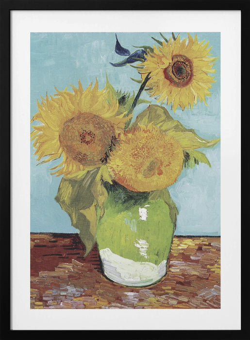 Vase With Three Sunflowers Framed Art Modern Wall Decor