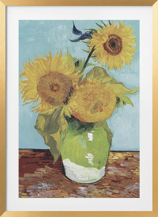 Vase With Three Sunflowers Framed Art Modern Wall Decor